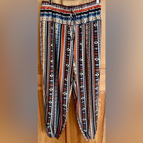 SHEIN Colorful Striped Bohemian Pants Size Large Boho Chic Hippie Hippy Joggers - Picture 3 of 11